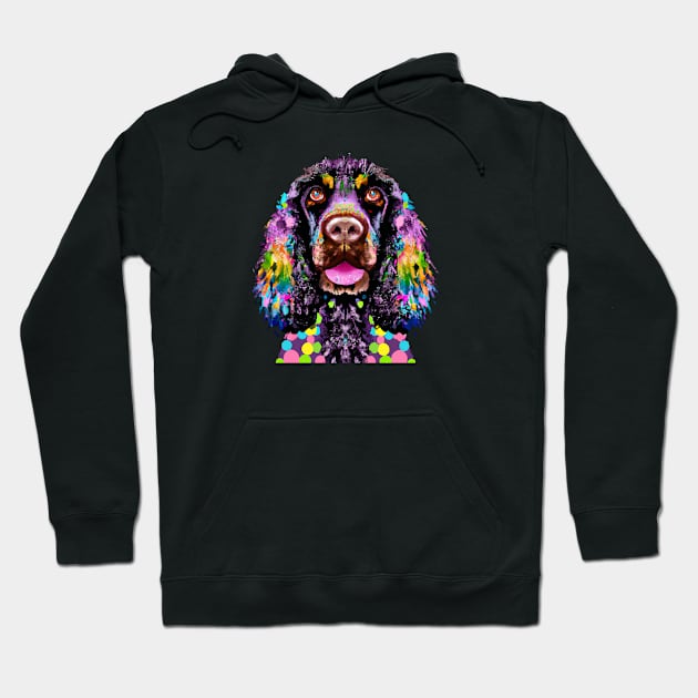 American Water Spaniel Happy Dog Artwork Hoodie by Furrban